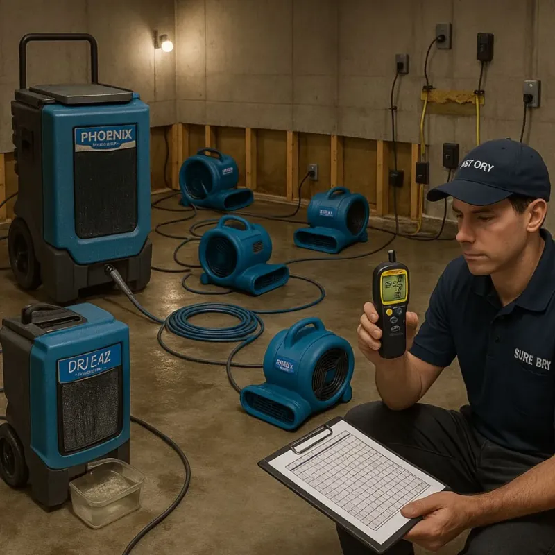 Structural Drying and Dehumidification process in McClusky, ND